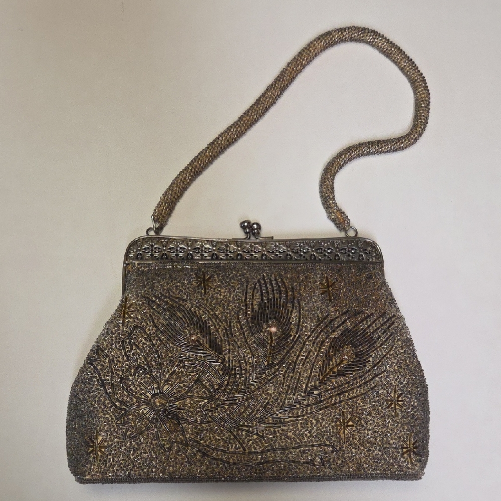 Vintage Floral Beaded Clutch